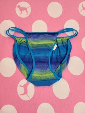 Rare VTG VS PINK Graphic Cotton Low Rise Double String Bikini Panty Size XS